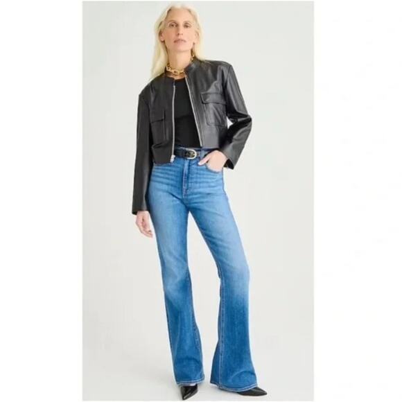 J.Crew Jeans Womens 32 Blue Skinny Flare Margaret Wash High Rise 70s Retro Boho - Picture 1 of 14